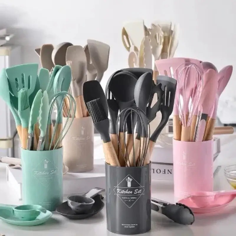 Kit Utensílios de Cozinha de Silicone